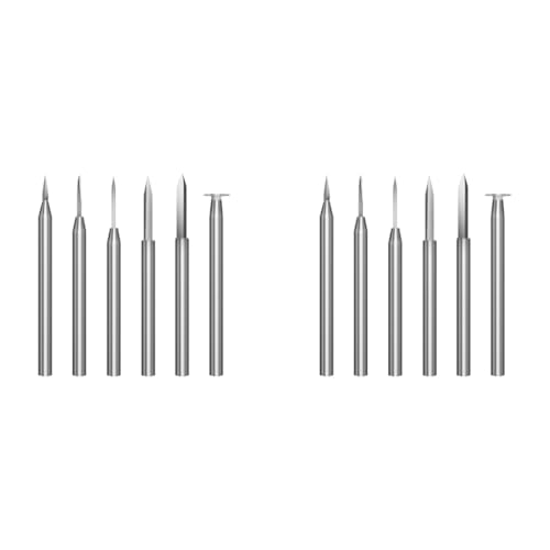 Serplex® 6PCS Stainless Steel Detail Carving Bits for Rotary Tool 2.35mm Shank Versatile Pointed Needle Tips Set Universal Engraving Drill for DIY Wood Craft Woodworking Polishing