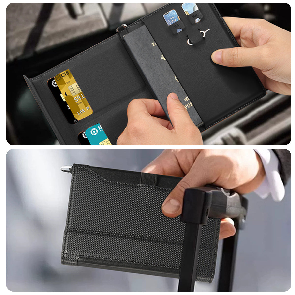 ZIBUYU Travel Passport Holder with Card Slots PU Passport Bag Passport Cover RFID Wallet Card Holder Safe Passport Holder Wallet Passport Bag Card Organizer for Travel, Green, 14x10.5cm, Black