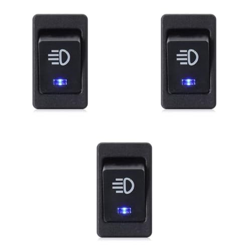 ZIBUYU® Fog Light Switch for Car Fog Lamp Switch for Modification 12V 35A Blue LED Fog Light Switch Toggle Rocker Switch 4 Pin ON/Off for Universal Auto Car ASW-17D - 1 Pc 3 PCS