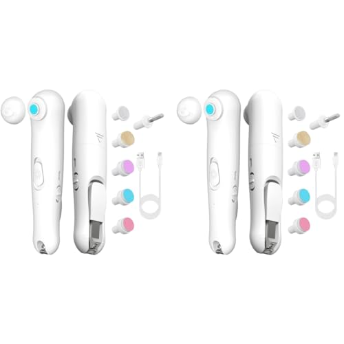 SNOWIE SOFT® Electric Nail Cutter for Baby with Clipper 2 in 1 Trimmer with Led USB Rechargeable Grooming Kit for New Born 1 Count White 2 PCS