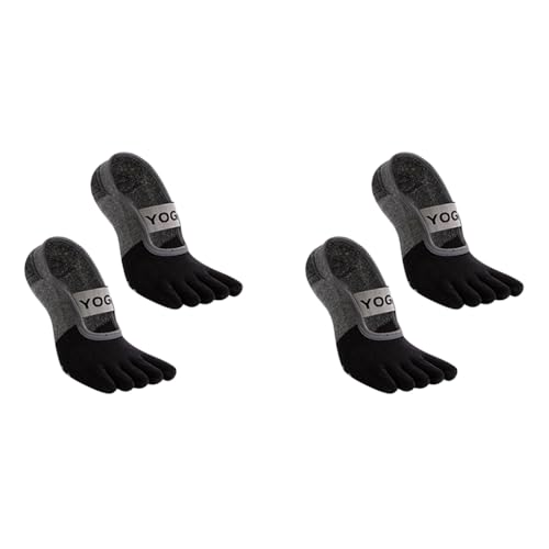 Proberos® 1 Pair Yoga Socks for Women Toesocks Breathable Cotton 5-Toe Cushioned Comfort Non-Slip Five Toe Pilates Barre Ballet Fitness 2PCS