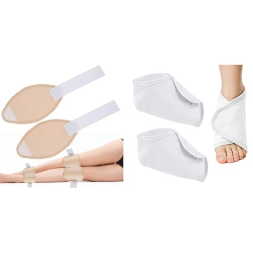 MAYCREATE® Castor Oil Pack Combo for Knee & Ankle, 4pcs Reusable Cotton Wraps with Adjustable Straps for Knees, Calf, Legs, Feet, Ankle Support & Plantar Fasciitis Relief for Men & Women
