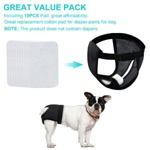 Qpets® Pet Use Breathable Reusable Dogs Diapers Female with 6 Absorbption Cotton Pad Comfort Reusable Doggy Diapers for Female Dog, Puppy(L, Recommended Waist 15.7''-19.2'')