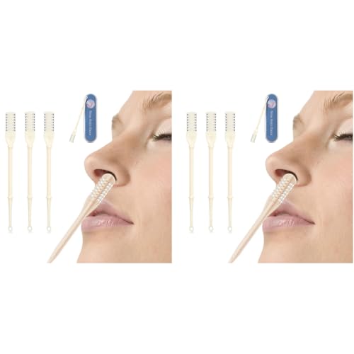 HANNEA® 6PCS Manual Nose Hair Trimmer for Women Portable for Man Handheld 360 Degree Rotating Double Head Remover 2 in 1 Cleaner Tool