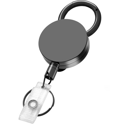 OFIFO® 2 PCS ID Badge Holder Reel with Clip and Keyring - Heavy-Duty All-Metal Casing with 27.5
