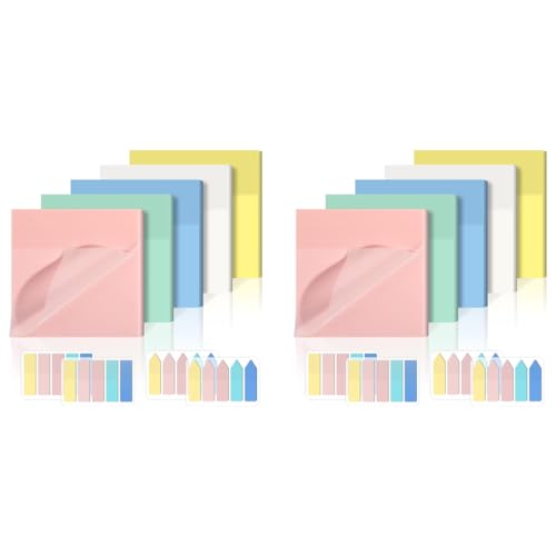HASTHIP® 650 Sheets Sticky Notes Tabs Self Adhesive Transparent Pastel Clear Colored Index for Students School Office Supplies 1300 PCS