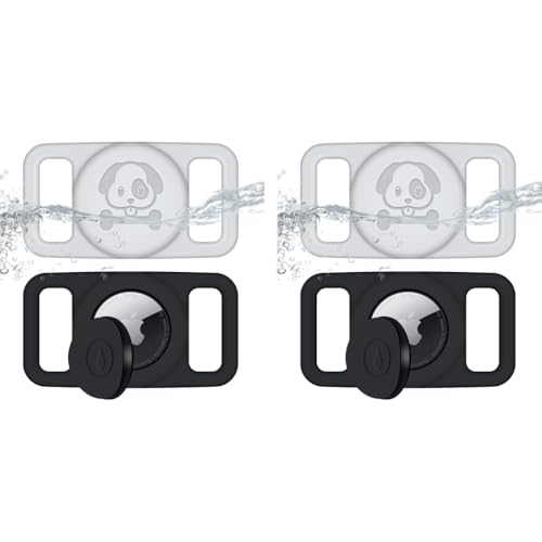 ZORBES® for AirTag Silicone Holder Dog Collar Pet Protector Cute Embossing Weather Proof Anti-Lost Dual Grips Bag Luggage 2PCS
