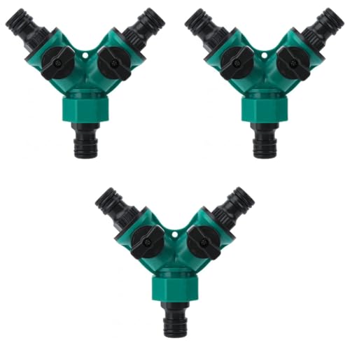 HASTHIP® 3 Pcs Splitter 2 Way for Tap and Splitter Garden Irrigation, 3 Way Valve with Separate Switch, Suitable for 1/2 inch Water Tap Connectors