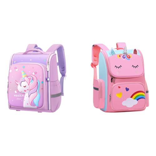 PALAY® Unicorn Backpack Combo for Girls, Water-Resistant School Bag & Cartoon Bookbag, Stylish Durable Set for Kids 6-12 Years, Ideal for School, Journaling, Crafts, Birthday & Rakhi Gift