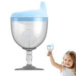 SNOWIE SOFT® Baby Sippy Cup Plastic Wine Glass Sippy Cup, Goblet Cup Beverage Mug Milk Bottle with Lid for Baby Toddlers Kids Creative Baby Drinking Cup for Table Baby Shower Gift Birthday, 150Ml Blue