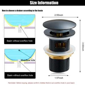 ELEPHANTBOAT Waste Coupling for Wash Basin with 4.2cm Pop Up Plug | Black Stainless Steel