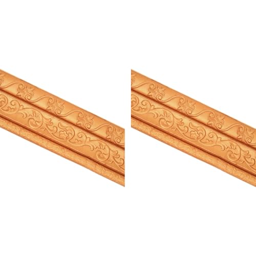 HASTHIP® Peel Stick 3D Foam Molding Trim Self Adhesive Border Wallpaper DIY Wall Edging for Home Hotel 2.3 M x 7.8 CM Brown 2PCS