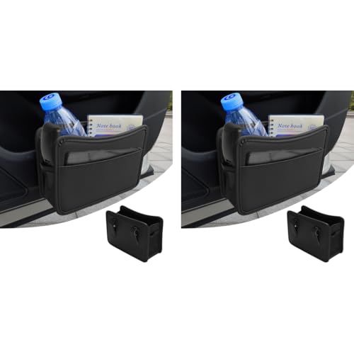 STHIRA® Car Organizer Pouch Clip-On Collapsible PU Leather Dustbin Multipurpose Trash Bin for Door Backseat 21cm x 3cm x 14.5cm 2PCS