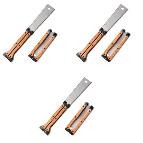 HASTHIP® 30cm Hand Saw 5.5 Inch Dual Side High Hardness Gardening for Wood DIY Craft Butterfly Folding SK-5 Steel Carpenter Tool 3 PCS