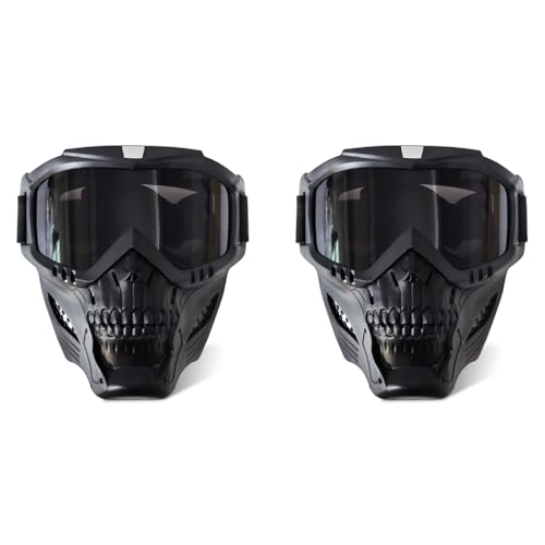 Proberos® Protective Face Mask for Bikers UV Protection Goggles Motorcycle Bike with Soft Foam Padded Skull Style Full Cover Helmet Dirt Off Road Skiing 2PCS
