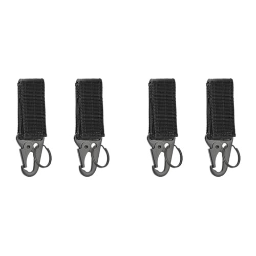 Optifit® 4PCS Outdoor Gear Durable Carabiner Multi Purpose Easy Attachment for Belt Backpack Portable Camping Gadget Hanging Assistance Piece Black