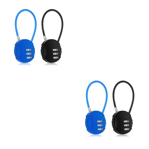 HASTHIP® 2Pcs Luggage Number Lock, Combination Lock Padlock 3 Digit Outdoor Waterproof Padlock for School Gym Locker, Sports Locker, Fence, Toolbox, Gate, Case, Hasp Storage (Black&Blue)