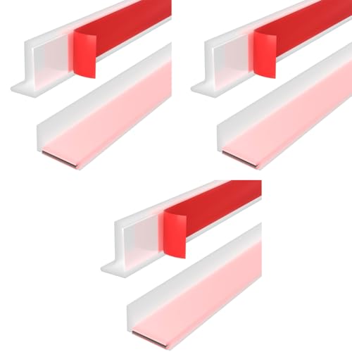 HASTHIP® 6.6ft 2m Shower Threshold Flexible Water Guard Blocker Stopper Self-Adhesive Silicone Dam Splash for Kitchen Countertop Sink Bathroom 3PCS