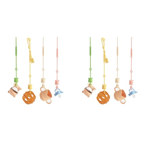 SNOWIE SOFT® 8PCS Baby Pacifier Anti-Lost Straps Easy Tie-Up Food Grade Silicone Safe Chain Ties On High Chair Stroller Kawaii Cute Bear Clips Travel Essentials Assorted