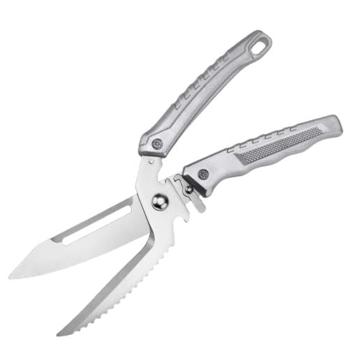 HASTHIP® Heavy Duty Detachable Kitchen Shears, Poultry Scissors, Multi-Purpose Kitchen Scissors, Spring-Loaded Stainless Steel with Ergonomic Handle (Silver)
