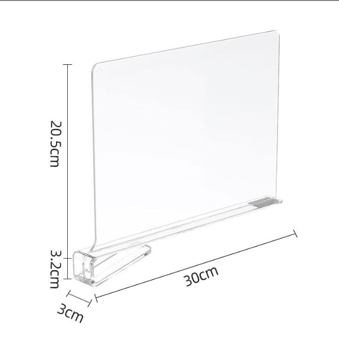 HASTHIP Clear Acrylic Shelf Dividers for Closet Organization 30x24.5cm with Insert-On Design