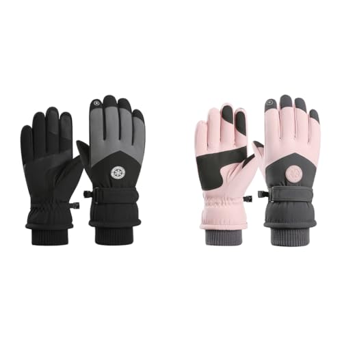 GUSTAVE® Polyurethane Winter Gloves Combo for Men and Women, Warm, Splashproof, Windproof, Touchscreen, Anti-Slip Ski, Bike, Cycling, Outdoor Riding, Multipurpose Use, 2 Pairs