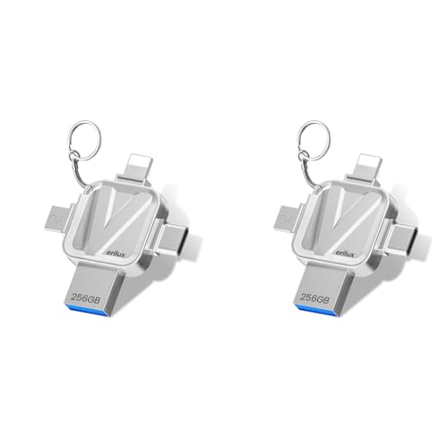 Verilux® 2PCS Pendrive 256GB 4-in-1 Flash Drive for Type C with USB3.0 Micro USB Memory Stick High Speed External Storage for iPad Android