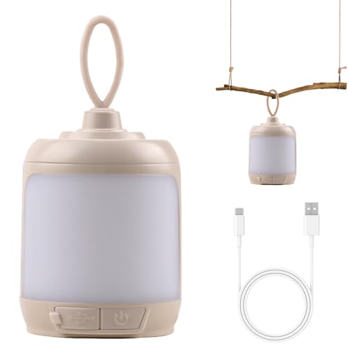 Proberos Portable Camping Lamp with Loop Handle  LED Camping Lantern with 4 Lighting Modes USB Rechargeable LED Lamp Multipurpose Small Lamp Night Light for Camping, Hiking, Reading, 9.4x6.5x6.5cm