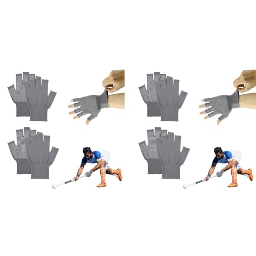 Proberos® 2 Pairs Hockey Sport Fingerless Gloves Players Nylon Breathable Anti-Slip Palm Design Outdoor Working Unisex Men Women Close-fit Multifunction for Riding Driving Golfing 2 PCS