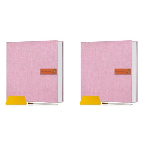 HASTHIP® DIY Photo Album for Photos Collection Scrapbook Memories with 40 Pages for 4x6 5x7 8x10 Pictures Fashion Linen Hard Cover Women Mom Family Baby Travel 2 PCS