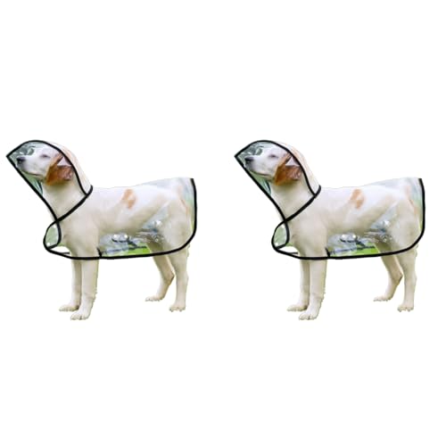 Qpets® Dog Raincoat EVA Hooded Waterproof Coat with Adjustable Buttons Clear Full Coverage Lightweight Gear for Walking Hiking Outdoor 6XL for Dogs Weighs 20-25kg 2PCS