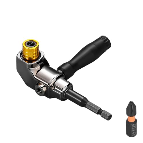 Serplex® 90 Degree Right Angle Drill Adapter Quick Change Magnetic Right Angle Drill Attachment with Ambidextrous Handle Universal 1/4'' Hex Shank 90 Degree Drill Adapter for Impact Screwdriver