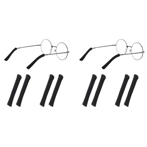 HASTHIP® 2 Pairs Specs Holder Glasses Ear Cushion Black Non-Slip Elastic Eyeglasses Temple Tips Sleeves Retainer Soft Comfortable Knit Fabric Sunglasses Grips for Eyewear 2PCS