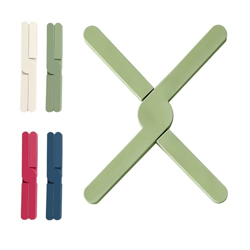 HASTHIP 4Pcs Kitchen Silicone Trivets Folding Silicone Insulation Trivets Colorful Pot Insulation Bars Crossing Design Heat-resistant Table Protector Bars for Pots, Pan, Soup Bowls