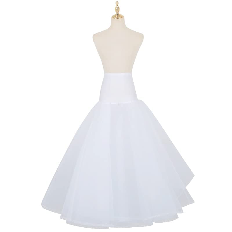 Zibuyu Petticoat for Wedding and Evening Dresses featuring Double Layers Tulle 90 cm Length | White A-Line Underskirt for Women