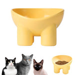 Qpets® Cat Feeding Bowl Elevated Feeding Bowl for Cat Round Cat Food Bowl Healthy Cat Feeding Bowl, Prevent Tipping Over Durable Plastic Cat Feeding Bowl (5.4inch Diameter, Yellow)