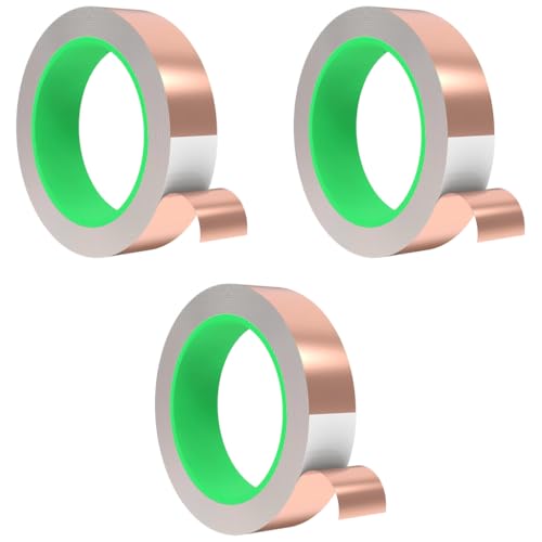 HASTHIP® Copper Foil Tape Roll Masking for Wrapping Insulating Wire Cuttable Self-Adhesive Conductive High Temperature Resistant Electromagnetic Shielding (2CMx20M) 3PCS