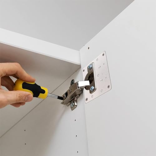 Serplex® 16Pcs Cabinet Hinge Repair Plate,Stainless Steel Hinge Repair Plate with Mounting Screws,Kitchen Cabinet Door Fixing Bracket Kit for Protecting Wooden Kitchen Door