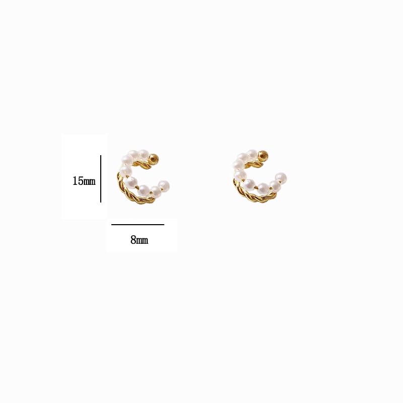 Zibuyu Pearl Braided Ear Cuffs for Women with Twisted Gold Pattern | 2PCS Non Piercing Jewelry