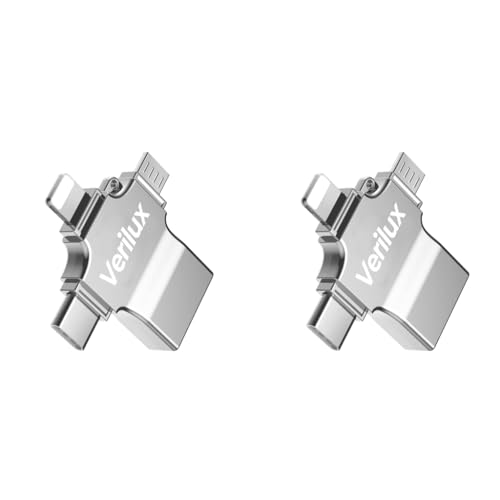 Verilux® 4 in 1 OTG Adapter Pendrive Connector with Lightning Type C Micro USB Ports Compatible with iOS 13 Above Android Devices for iPhone iPad Keyboard Mouse 2PCS
