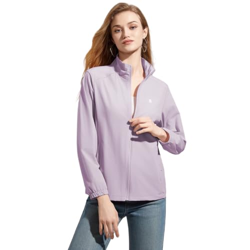 Venzina® UPF 50+ Sun Jacket for Women, Cool-Touch Zip-Up Long Sleeve Sun Coat with Breathable Back Mesh Vent, Clean Fit Women Outdoor Sun Jacket for Fishing, Driving, Hiking, Light Purple-L