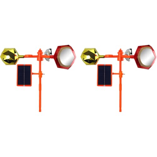 HASTHIP® Outdoor Solar Bird Repellent 360 Rotatable Deterrent Device with Horn High Decibel Multi Warning Sounds Detector Reflectors Pigeon for Balcony Garden House 2 PCS