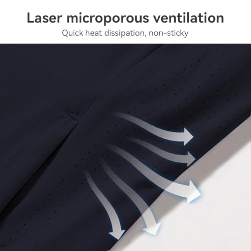 Venzina® UPF 50+ Sun Jacket for Men, Cool-Touch Zip-Up Long Sleeve with Breathable Back Mesh Vent, Clean Fit Men Outdoor Sun Jacket for Fishing, Driving, Hikingm, DarkBlue-L