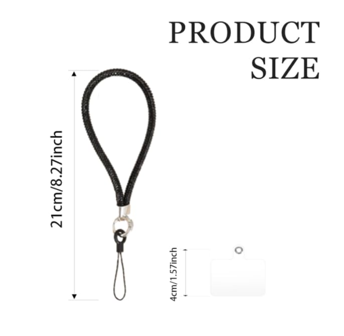 Zibuyu Mobile Phone Chain Lanyard 18 cm for Neck or Shoulder Use with Sparkling Rhinestones | Wear as Bracelet or Keychain Strap