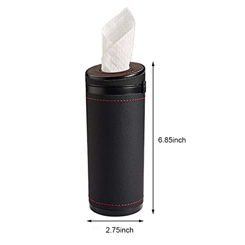 HASTHIP® Car Tissue Paper Holder Cylinder Box 2.75'' PU Leather Round Container Fit for Car Van Bathroom Office Use Cup Tube 3PCS