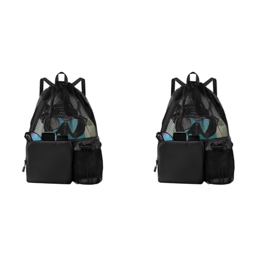 Proberos® Drawstring Swimming Bag 30L Quick Dry Mesh Beach Backpack Gear Lightweight Multifunctional for Riding Hiking Camping 2 PCS
