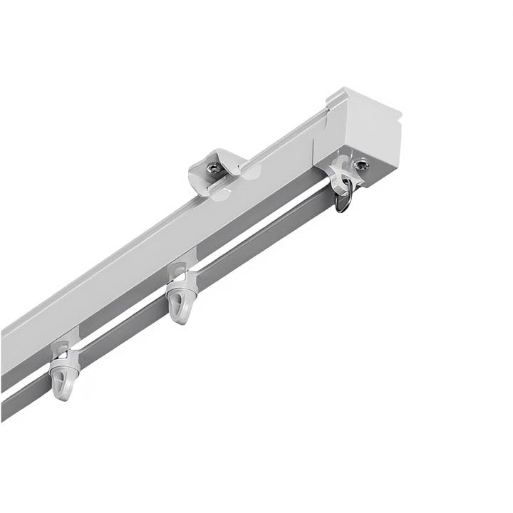 HASTHIP Curtain Track, Aluminum Alloy Ceiling Curtain Track, Ceiling Track for Curtains, Room Divider Curtain Rods, Curtain Track Rail Set with Silent Roller Hooks (Grey, 33.46-59In)