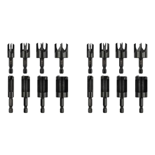 Serplex® 16PCS Woodworking Drill Bit Set Boring Hole Saw Cutter Wood Tools Assorted Size Universal Hex Shank Straight and Tapered Cutting Tool Attachment for Power Drill Rotary Tool