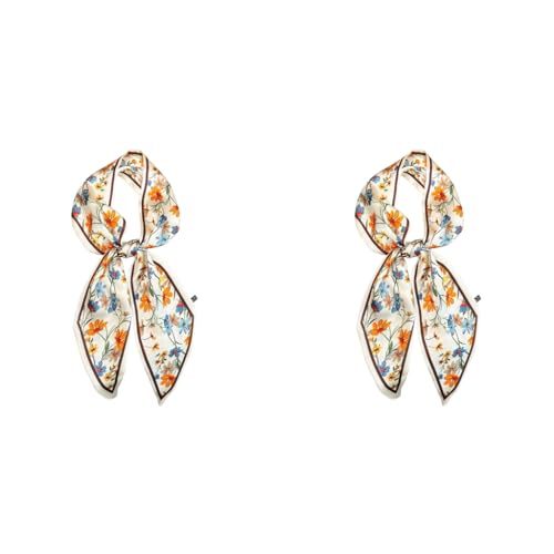 PALAY® Women Silk Scarf Fashion Floral Long Tie 59 Inch Narrow Cravats Neck for Suit Blazers Shirts Gift 2 PCS