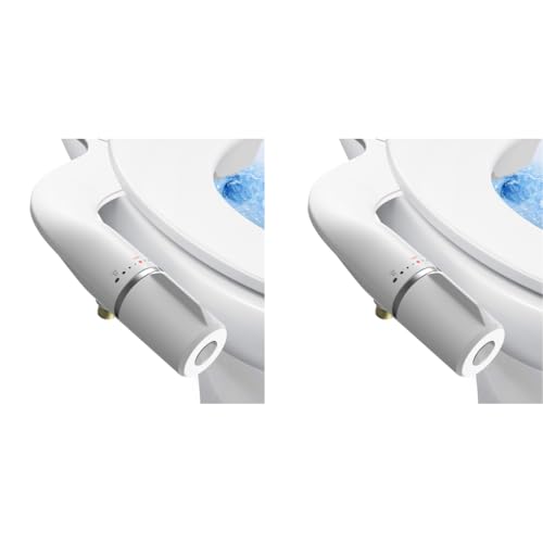 HANNEA® Jet Spray for Toilet Portable Ultra-Slim Bidet with Dual Nozzles Posterior Feminine Wash Adjustable Water Pressure Non-Electric Seat Attachment ABS Polished 2PCS